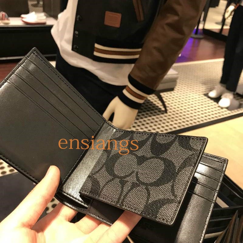 COACH Ví Da Ngắn Đa Năng Thời Trang Sang Trọng Cho Nam F74991