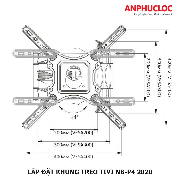 GIÁ TREO, KHUNG TREO TIVI ĐA NĂNG NB- P4 TỬ 32'' ĐẾN 55'' TẢI TRỌNG 27 KG [ GIAO NHANH 2H NỘI THÀNH HCM]