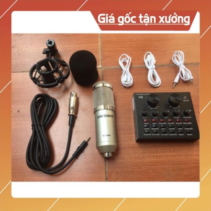 bộ livestream THU ÂM SOUND CARD V8 mic BM900 bluetooth có AUTOTUNE giá rẻ