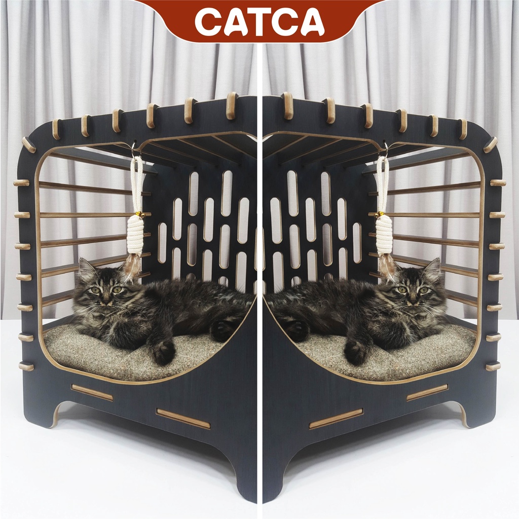 Nhà thú cưng gỗ lắp ghép SANG TRỌNG dành cho chó mèo CATCA - Nhà Dudu