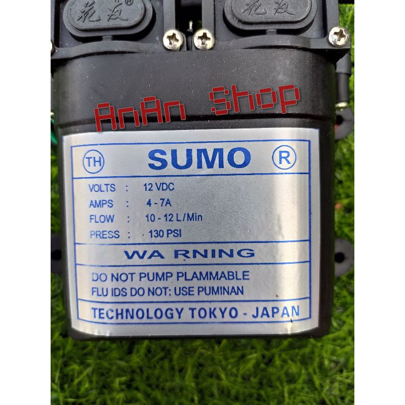 Máy rửa xe mini 12V bơm đôi SUMO kèm nguồn DELTA 12V-10A - Máy xịt rửa đa năng bơm đôi SUMO