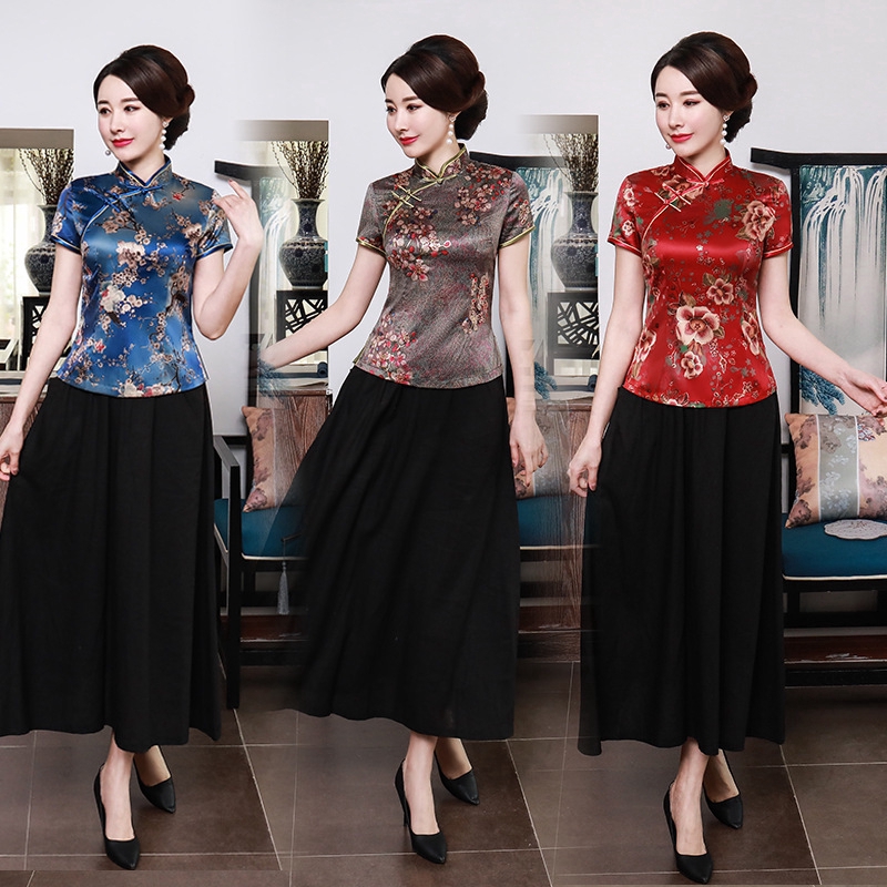 Áo sườn xám cách tân tay ngắn phong cách Trung Hoa thời trang thời trang mùa hè dành cho bạn nữ