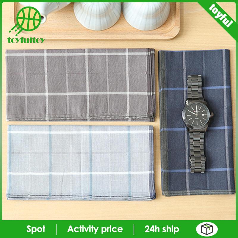 Set 3 Khăn Tay Mềm Mại Sọc Caro Làm Quà Tặng Đám Cưới Cho Cha