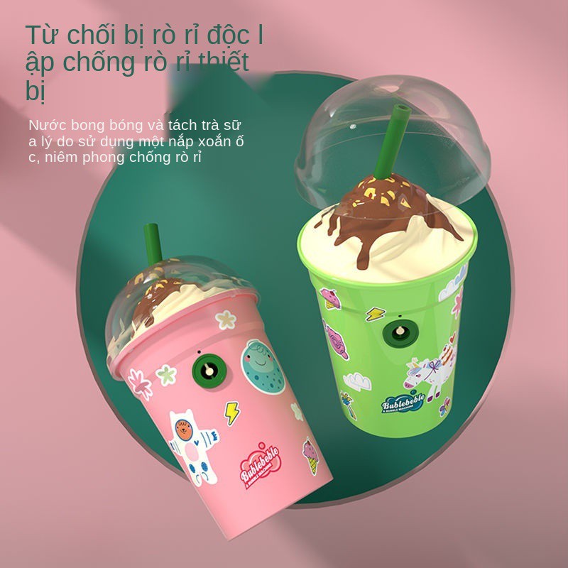 Douyin cùng kiểu dáng của người nổi tiếng mạng full cup girl tim trà sữa máy thổi bong bóng tự động trẻ em đồ chơi