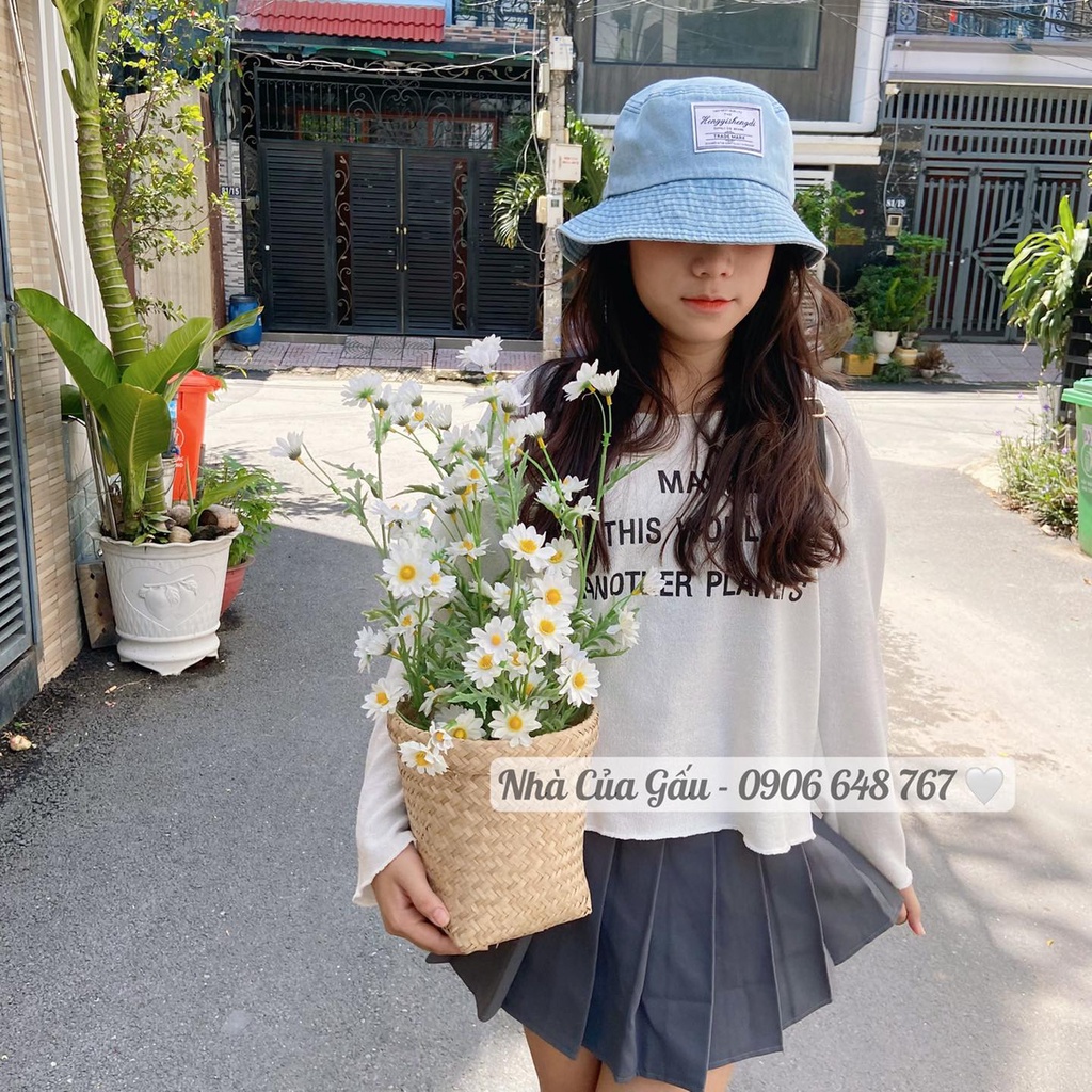 Mũ bucket jean mềm rũ quá xá đẹp luôn