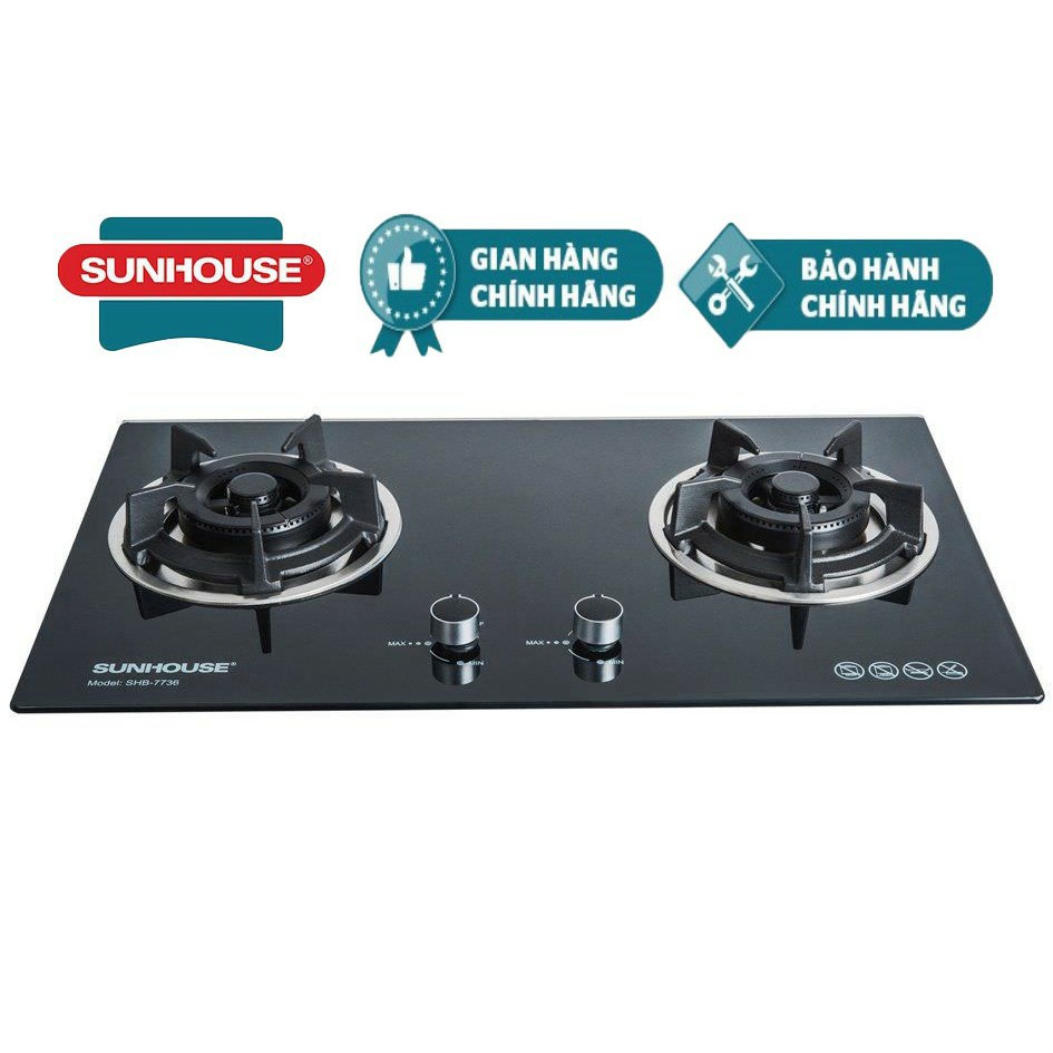 Bếp gas âm kính Sunhouse SHB7736 MỚI 100% +TẶNG DÂY DẪN GAS - Bảo hành 2 năm chính hãng
