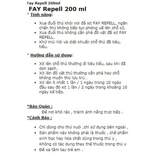 Xịt chống đi vệ sinh FAY REPELL