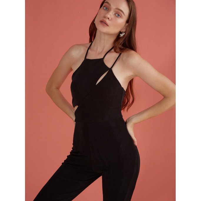 COCO SIN - Jumpsuit Cut Out Thun Ánh Kim Đen