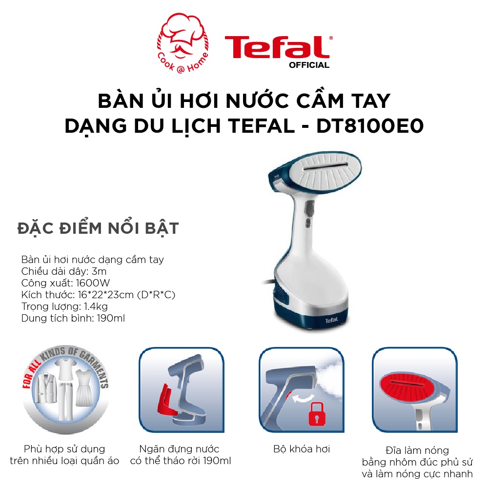 Bàn ủi hơi nước cầm tay dạng du lịch Tefal DT8100E0