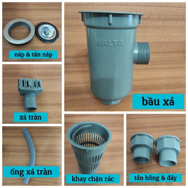 Bộ xả bồn rửa chén 1 khay HALTA cao cấp