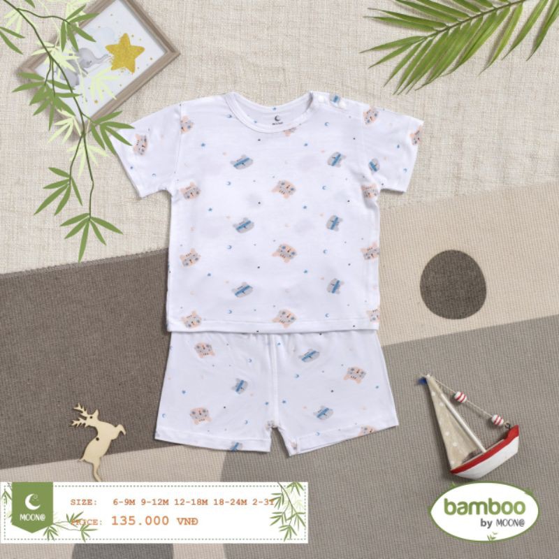 Moon - Bộ cộc cài vai Moon vải sợi tre cho bé 6-17kg