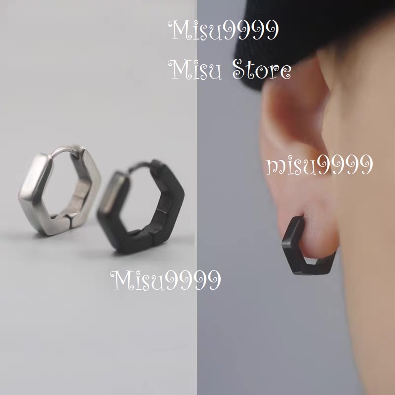 Khuyên titan lục giác khối nam nữ