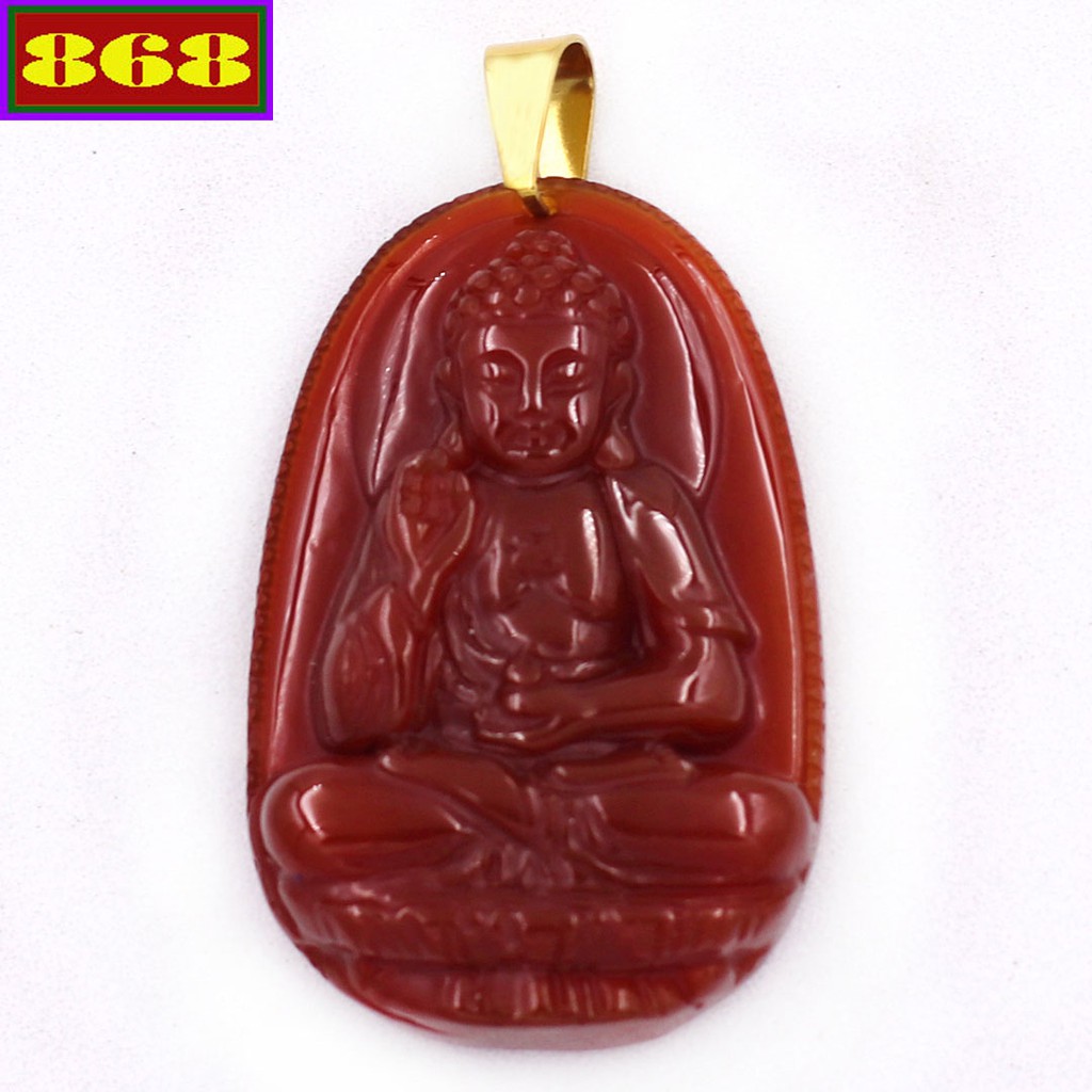 Mặt dây chuyền Phật A Di Đà màu đỏ 3.6 cm - Hộ mệnh tuổi Tuất, Hợi