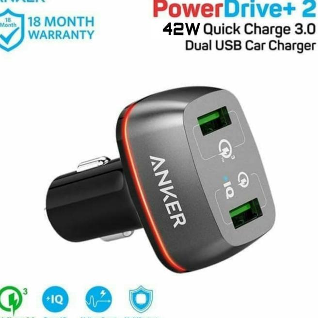 Ổ Cắm Điện Anker + 2 Cổng Sạc Usb 42W Sạc Nhanh 3.0 A2221H11 Cho Xe Hơi