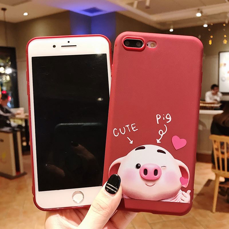 Ốp điện thoại in hình chú heo xinh xắn cho Iphone 6 6s 6plus 6splus 7 8 7plus 8plus X XS XR XS Max