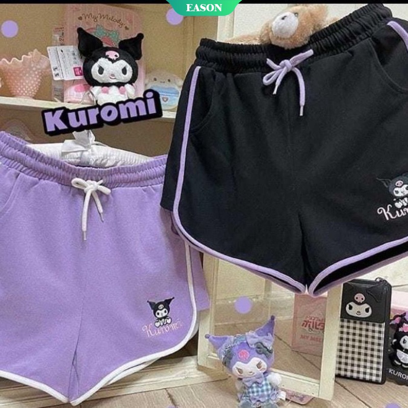 Quần ngắn ống rộng Dây Rút Thêu Họa Tiết Cinnamoroll My Melody/ Kuromi Thời Trang Mùa Hè Dành Cho Nữ 2022