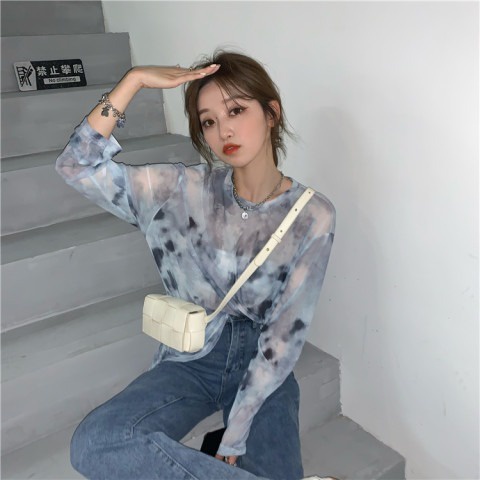 Áo Thun Dài Tay Xuyên Thấu Cổ Tròn Thời Trang Mùa Hè Quyến Rũ Cho Nữ