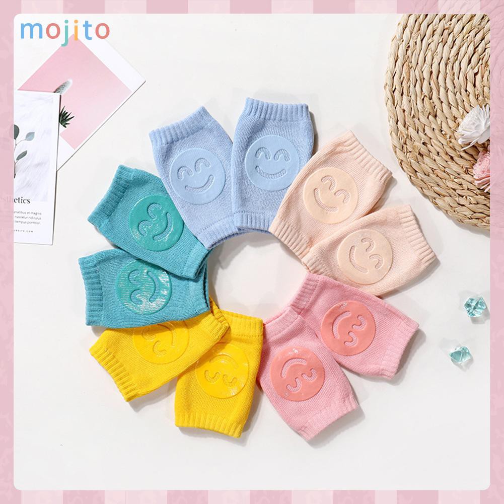 (Hàng Mới Về) 1 Cặp Đệm Đầu Gối In Hình Mặt Cười Bằng Cotton Cho Trẻ Sơ Sinh Tập Bò