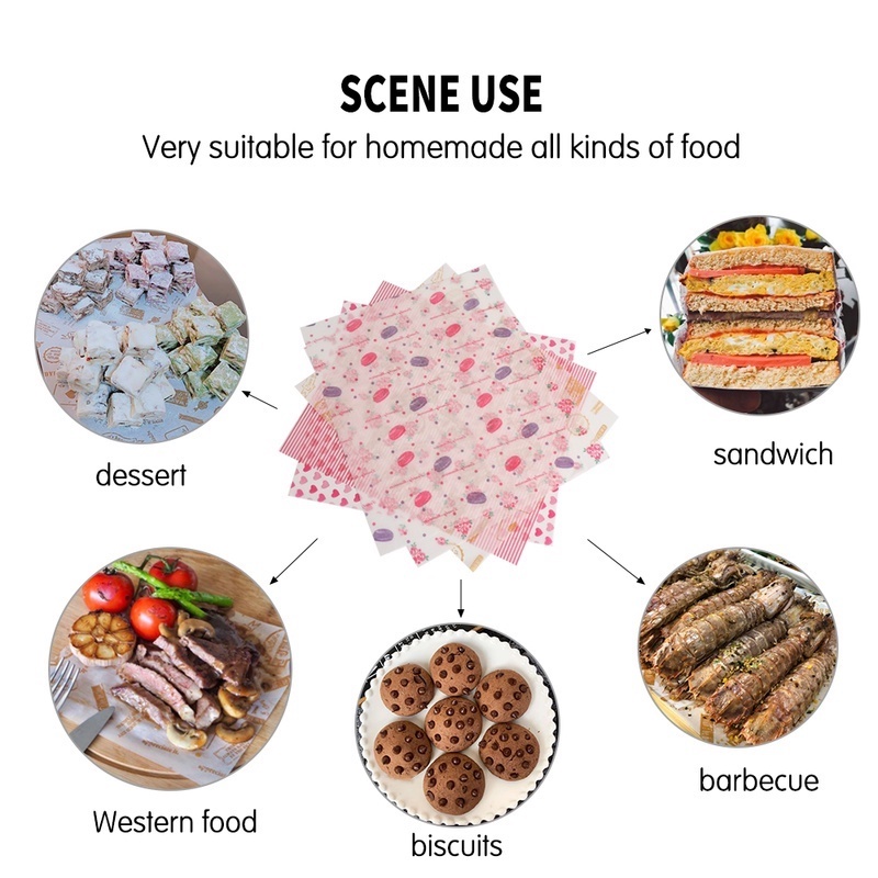 Bộ 10 Giấy Sáp Gói Bánh Sandwich/Đồ Ăn Vặt Chống Dầu Siêu Bền Tiện Dụng