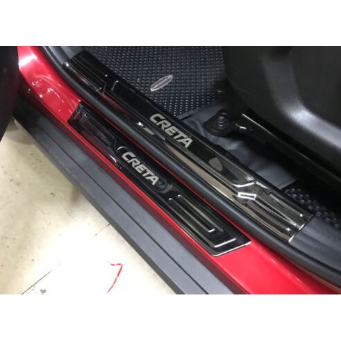 Ốp bậc cửa xe Hyundai Creta 2022-2023, Nẹp bước chân ô tô Creta ,Chất liệu Titan cao cấp.
