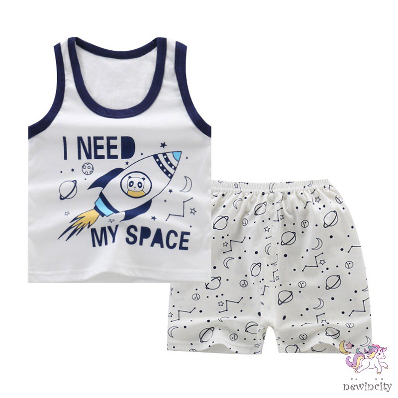 Bộ Áo Ba Lỗ In Hình + Quần Đùi Cho Bé