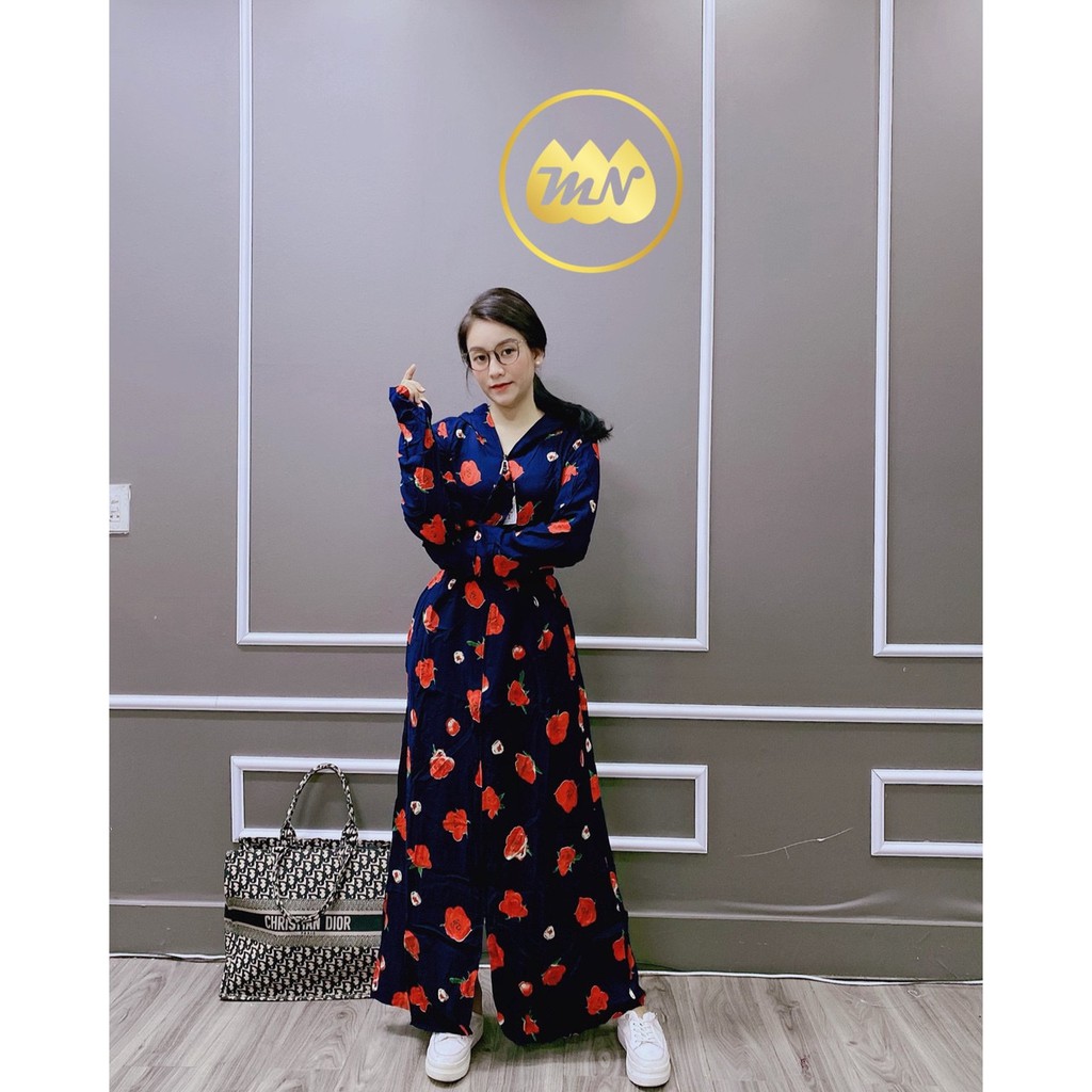 Áo chống nắng nữ toàn thân lanh nhung Nhật 3 lớp họa tiết hình dài kín chân - ao chong nang nu 3 lop | BigBuy360 - bigbuy360.vn