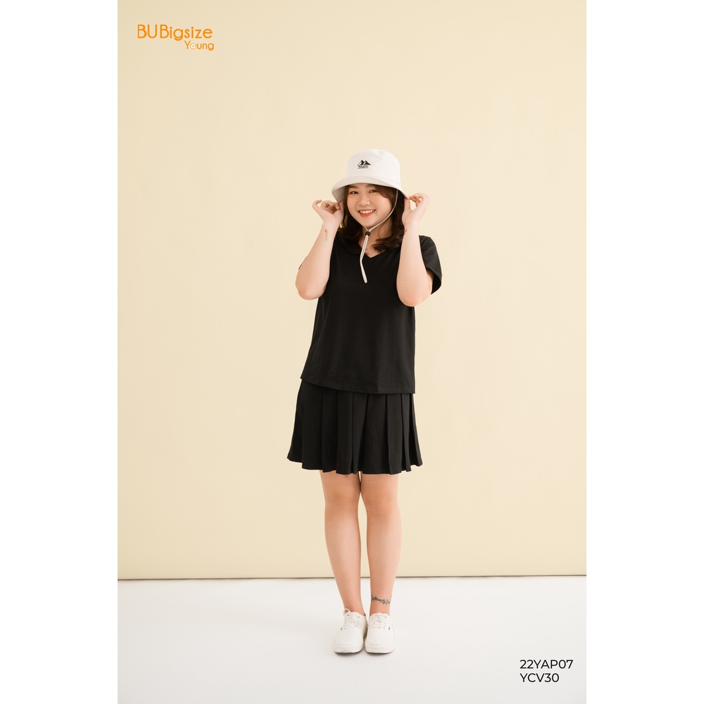 Áo phông trơn cổ tim BIGSIZE (55kg đến 95kg) - 22YAP07 - [BU Bigsize Young]