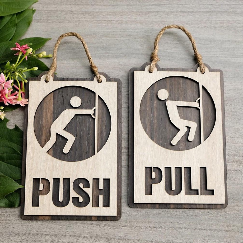 Bảng gỗ CARINA DECOR- PULL PUSH Kích thước 25x13cm