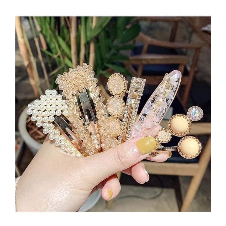 Set 25 kẹp tóc đính đá nhiều hình