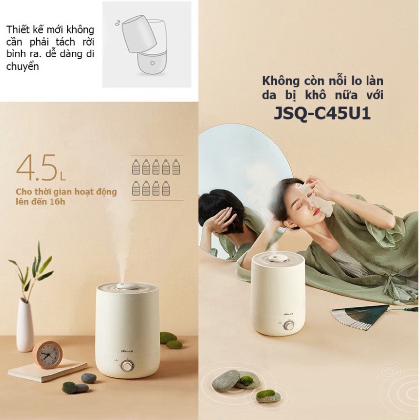 Máy Phun Sương Tạo Ẩm Không Khí Bear 4,5L Xông Tinh Dầu, Tạo Ẩm Phòng Điều Hoà Bảo Hành 12 tháng