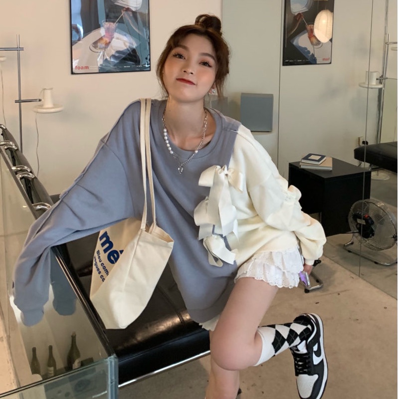 Áo sweater Tay Dài Phối Nơ Thiết Kế Mới Thời Trang Mùa Thu Đông Dành Cho Nữ