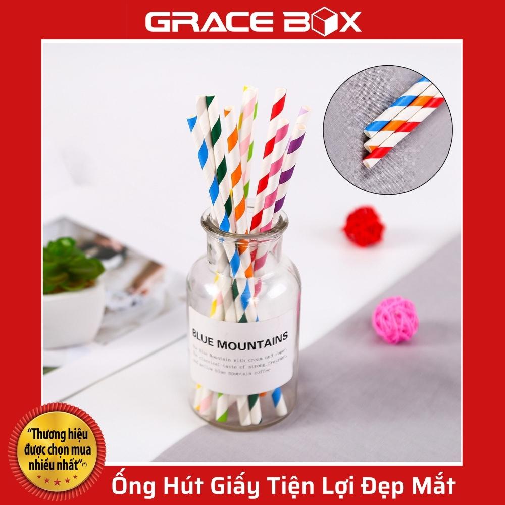 {Giá Sỉ} Túi 25 Ống Hút Giấy Bảo Vệ Môi Trường Tiện Lợi Đẹp Mắt - Phi Ø6 &amp; Ø8 - Siêu Thị Bao Bì Grace Box