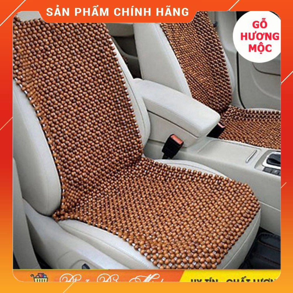 Combo lót ghế hạt gỗFREESHIP Lót ghế ô tô trùm vai hương mộc + lót hương mộc vuông loại tốt
