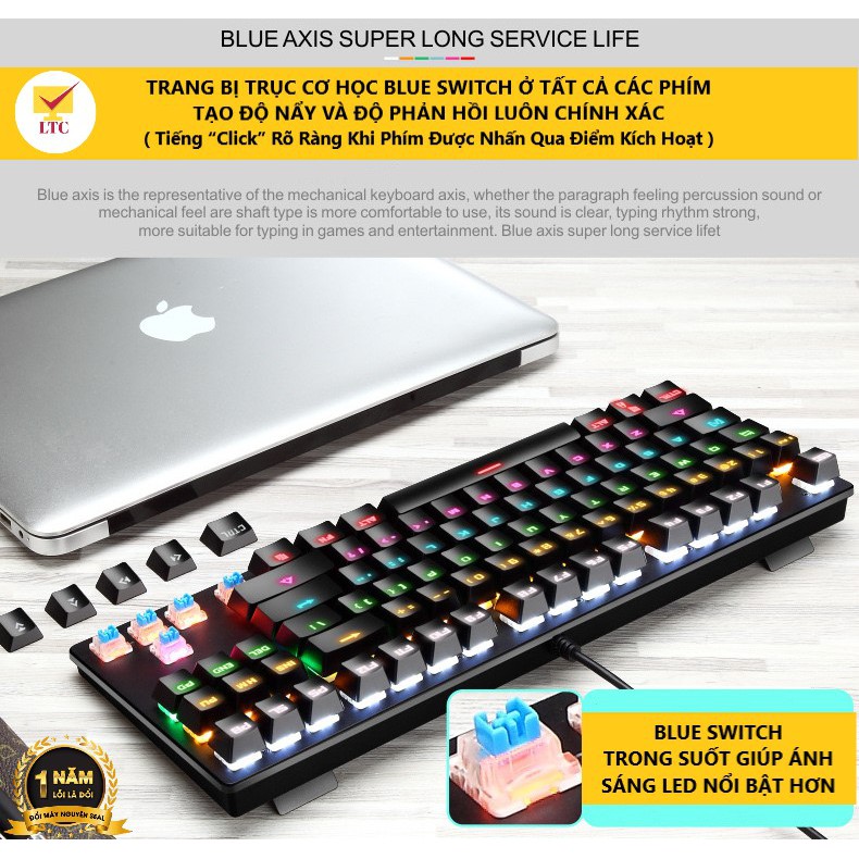 Bàn phím cơ gaming máy tính K550, 10 chế độ led khác nhau, thích hợp chơi game, dùng văn phòng cho pc, laptop, máy tính | BigBuy360 - bigbuy360.vn