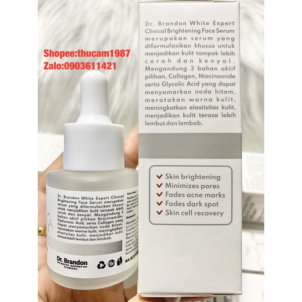 Serum Niacinamide 10% Dr.brandon Brightening Face collagen trắng da,mờ vết thâm đen,đốm đen 20ml.