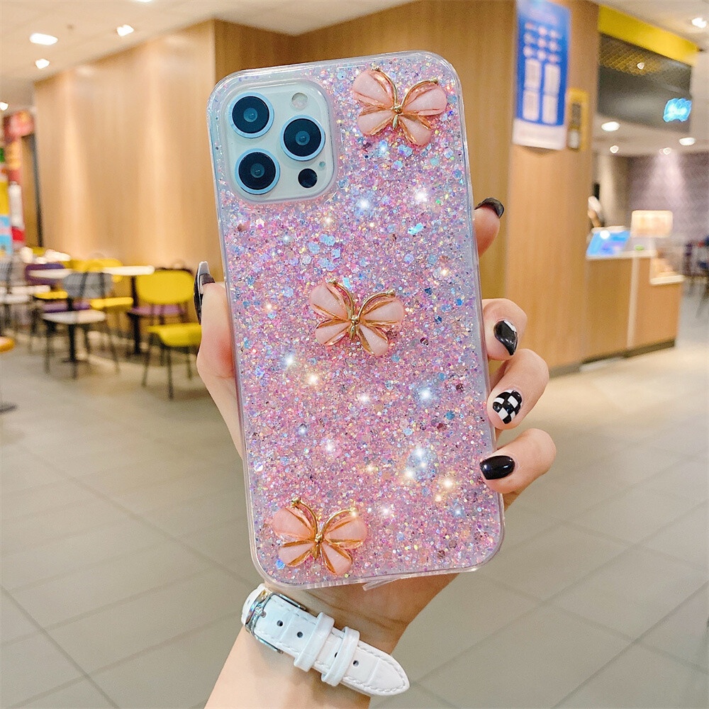 Ốp lưng sáng bóng cho samsung galaxy a54 a34 a14 a53 a33 a23 a13 a22 a52 a32 a12 ốp lưng mềm diamond butterfly bling cover