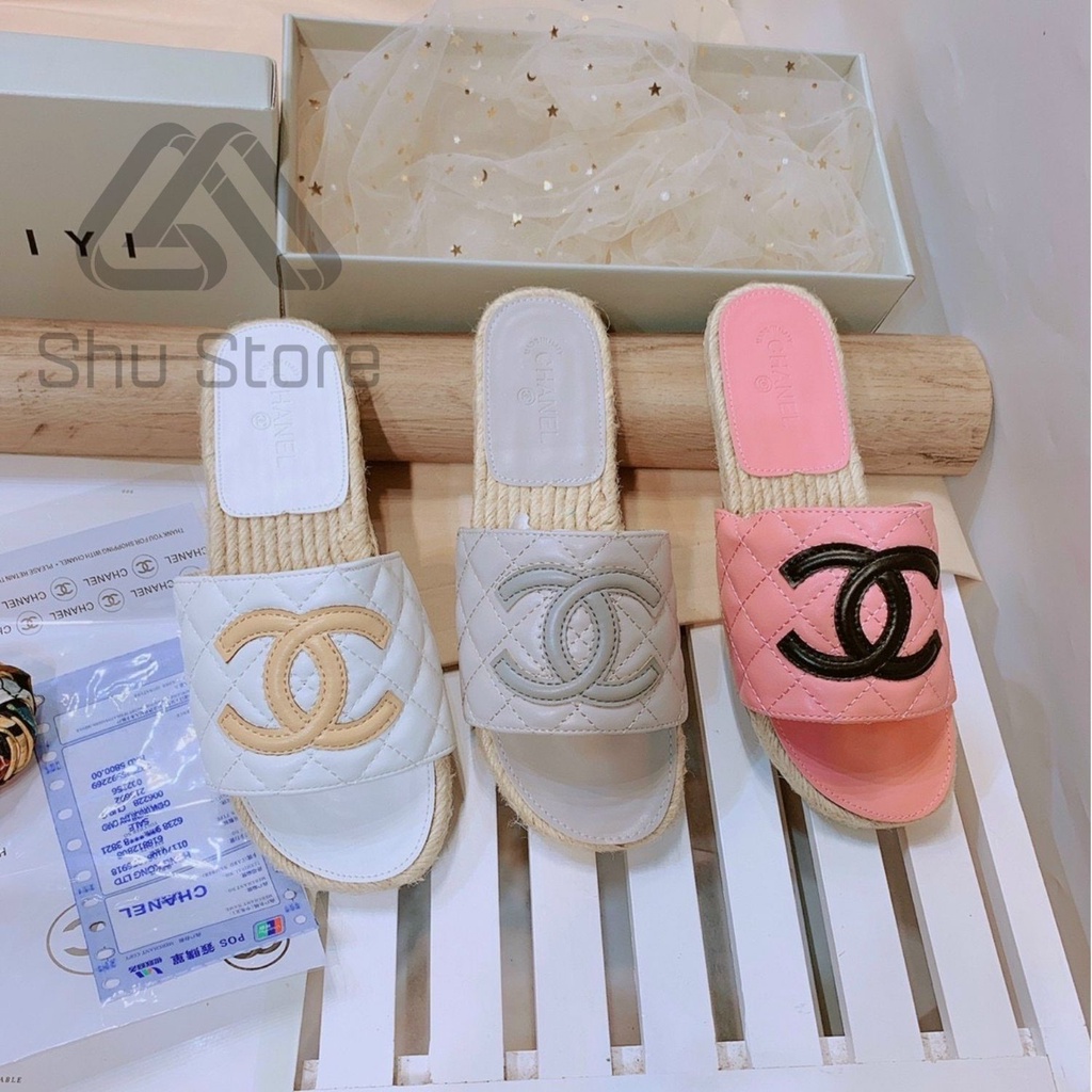 DÉP NỮ SHU STORE - DÉP THỜI TRANG QUAI NGANG MŨI TRÒN THÊU CHỮ