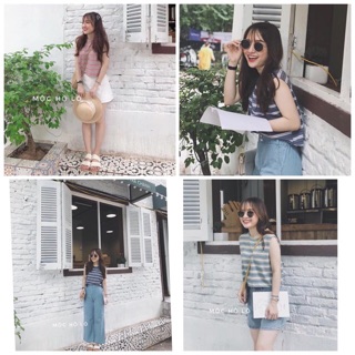 [KÈM ẢNH THẬT + SẴN] áo tanktop sọc ngang croptop ulzzang hàn quốc hàng loại 1