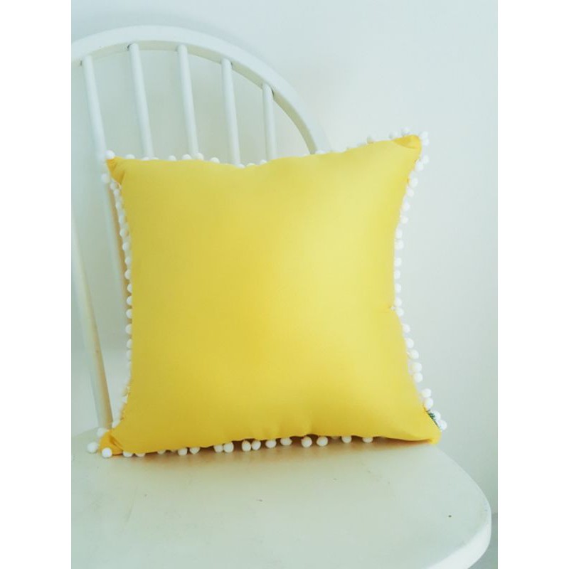 Set 4 gối trăng sao mây vuông đã nhồi bông 40x40cm. Vải cotton 100% cao cấp gối trang trí pompom