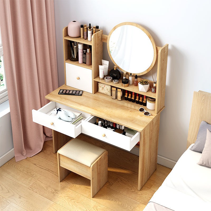 Bàn trang điểm phòng ngủ hiện đại tối giản kiểu Bắc Âu tủ tích hợp cách lưới màu đỏ nhỏ < | BigBuy360 - bigbuy360.vn