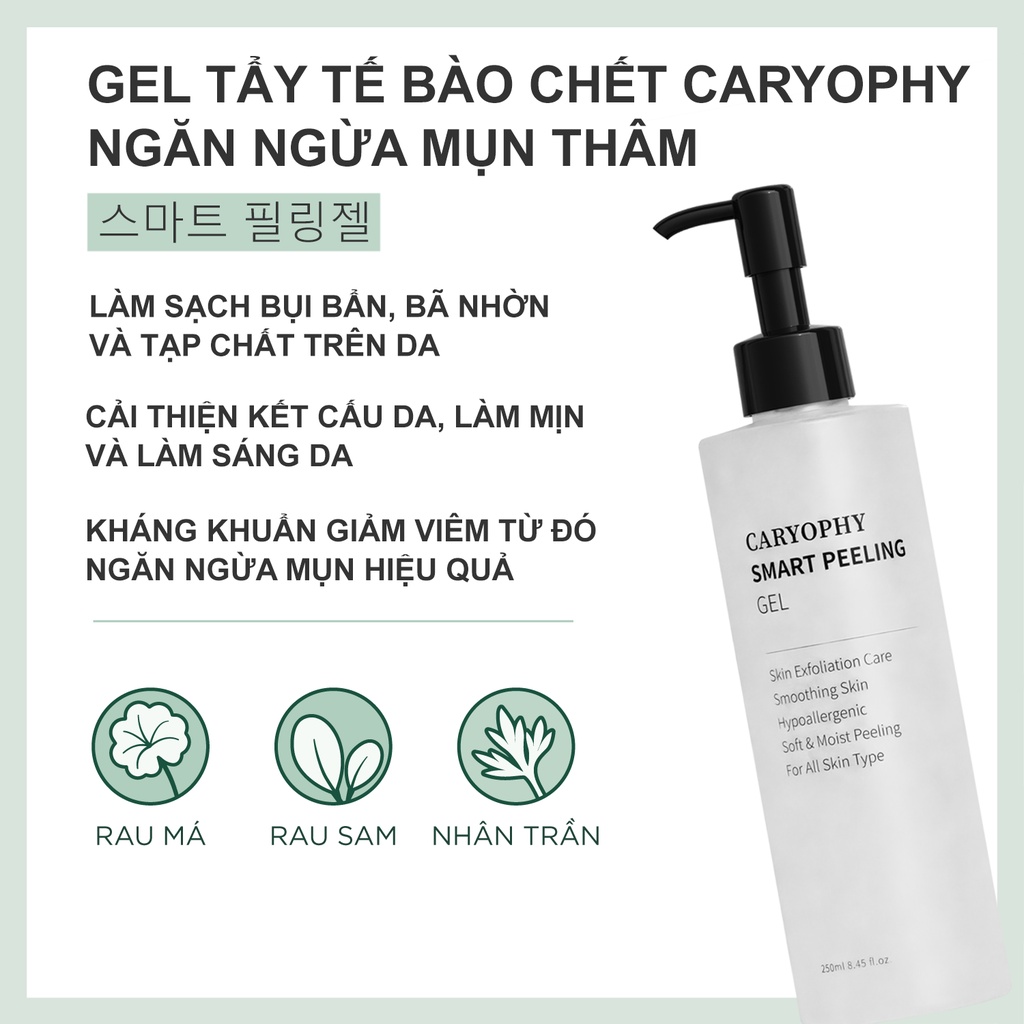 Gel tẩy tế bào chết ngăn ngừa mụn thâm Caryophy Smart Peeling Gel 250ml