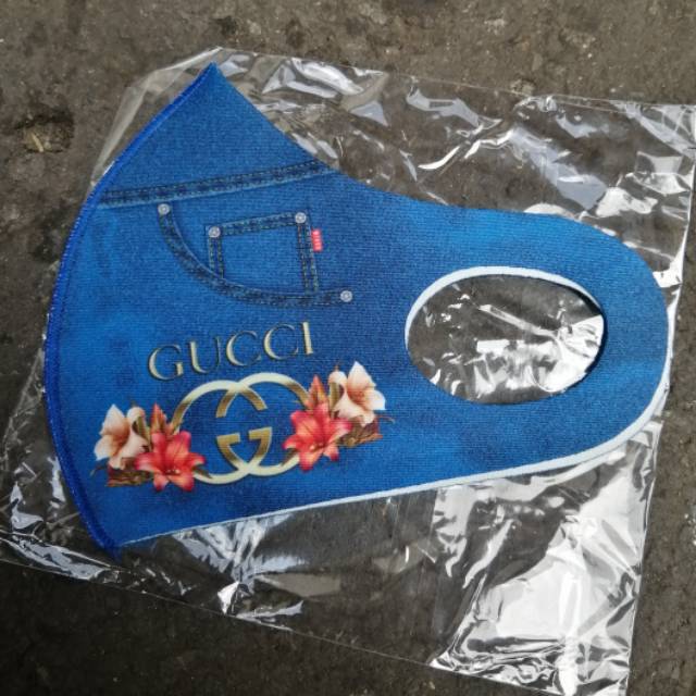 Mặt Nạ Vải Jean In Họa Tiết Gucci Chất Lượng Cao