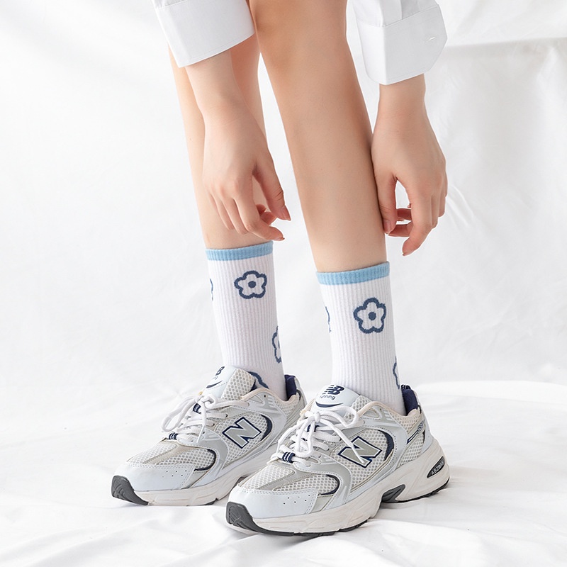 Tất nữ cổ cao họa tiết màu xanh nhiều mẫu đáng yêu