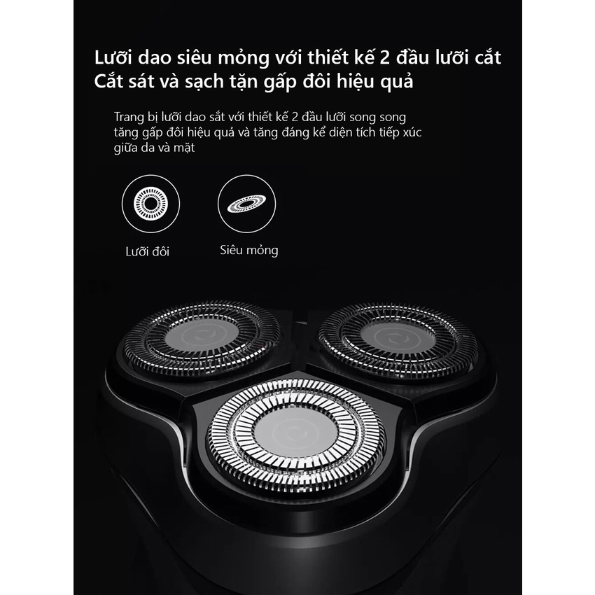 Máy Cạo Râu Xiaomi Enchen BlackStone chính hãng - Máy Cạo Râu Enchen Được Trang Bị 3 Đầu Cắt Nổi 3D