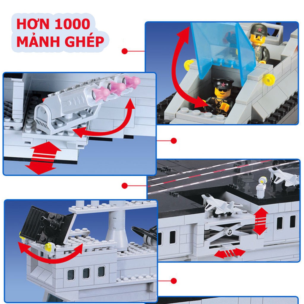 Lego lắp ráp tàu sân bay khổng lồ 113 giúp trẻ rèn tính kiên trì tăng sáng tạo xếp hình hơn 1000 mảnh ghép