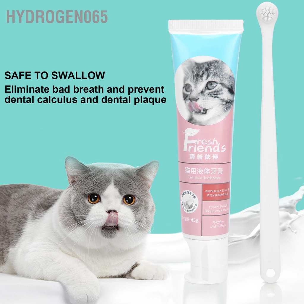 Hydrogen065 Bộ bàn chải đánh răng và kem Pet Cat Làm sạch Bàn đầu mềm Dụng cụ chăm sóc