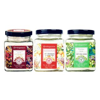 Combo 3 hũ Milaganics Bột Yến Mạch Khoai Tây 100g + Bột Yến Mạch Đậu Đỏ 100g + Bột Đậu Xanh 100g