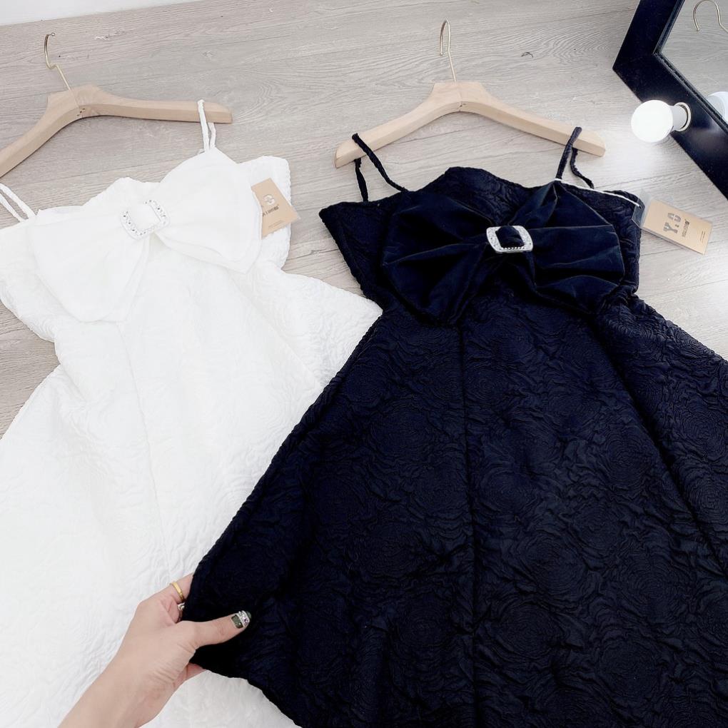 [ 𝐅𝐑𝐄𝐄 𝐒𝐇𝐈𝐏 ]  VÁY 2 DÂY XỐP NỔI NƠ NGỰC CAO CẤP ĐẦM XÒE NỮ THIẾT KẾ
