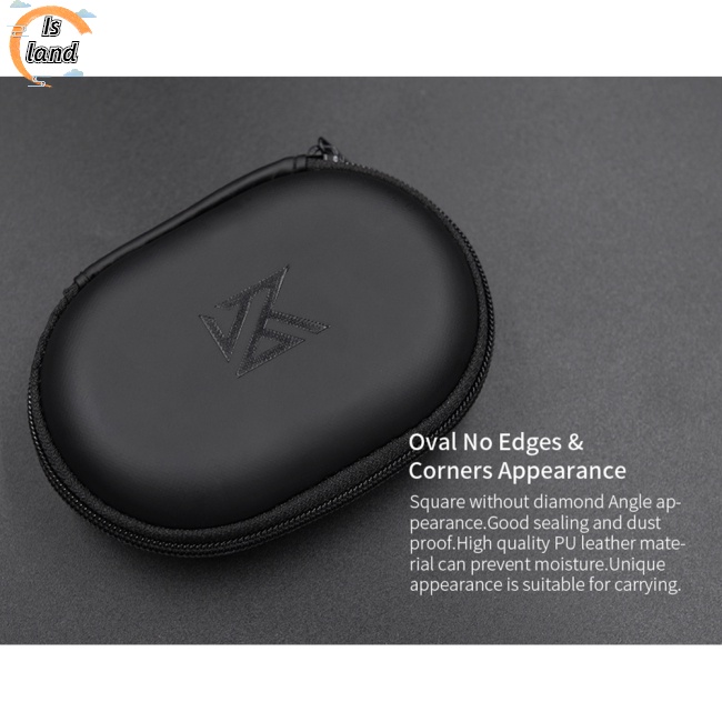 Túi Da Đựng Tai Nghe Kz Hình Oval Chống Áp Lực Có Khóa Kéo