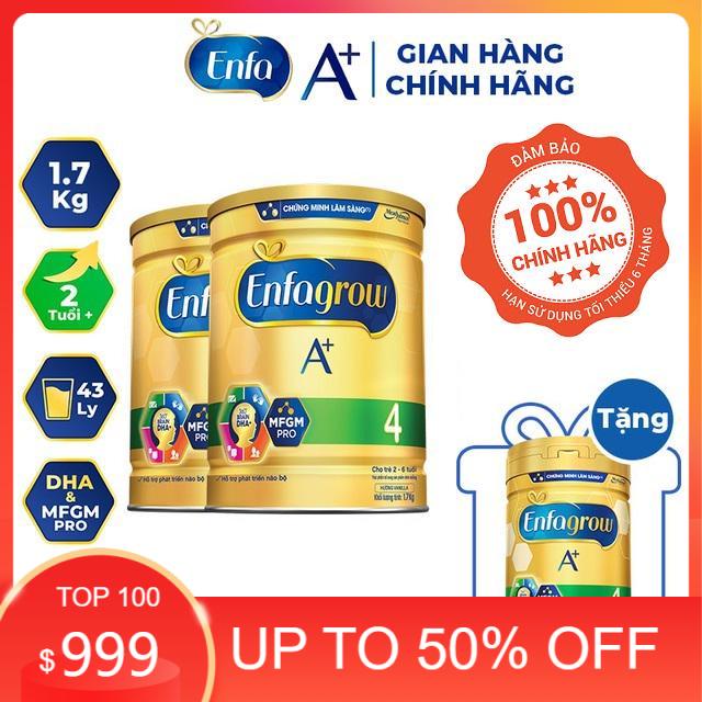 Combo 2 lon Sữa Bột Enfa A+ 4 1700g/lon